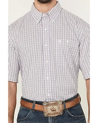 George Strait by Wrangler Men's Plaid Print Short Sleeve Button-Down Stretch Western Shirt - Big