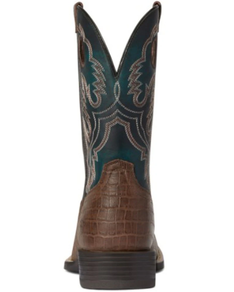 Ariat Men's Crocodile Print Sport Buckout Western Performance Boots - Broad Square Toe