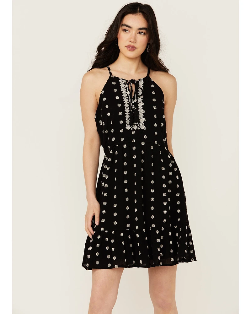 Idyllwind Women's Zelida Embroidered Halter Neck Mini Dress