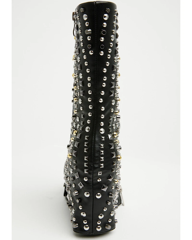 Azalea Wang Women's Hematine Studded Fashion Boots - Snip Toe
