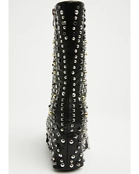 Azalea Wang Women's Hematine Studded Fashion Boots - Snip Toe
