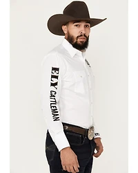 Ely Walker Men's Logo Embroidered Long Sleeve Pearl Snap Western Shirt