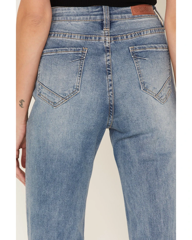 Rock & Roll Denim Women's High Rise Slit Trouser Jeans