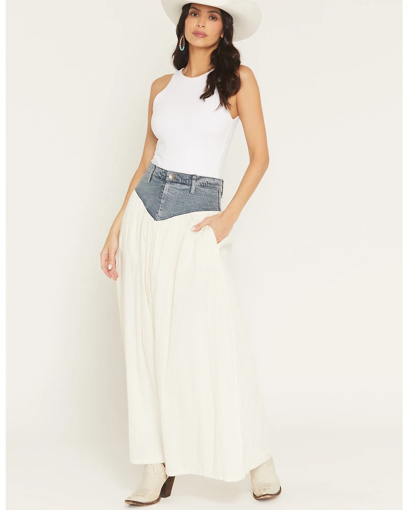Show Me Your Mumu Women's Joni Denim Waistband Maxi Skirt