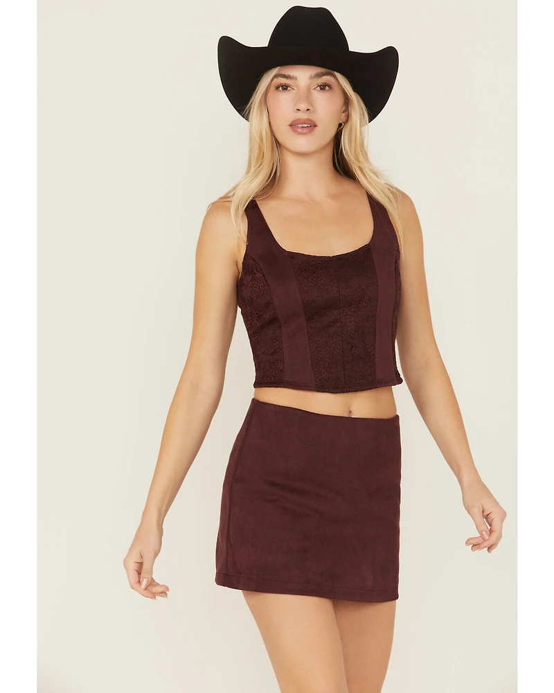 Shyanne Women's Faux Suede Lace Corset Top