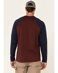 Hawx Men's Dark Red Original Baseball Crew Long Sleeve Work T-Shirt