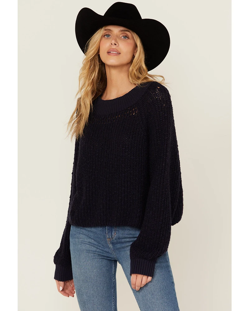 Cleo + Wolf Women's Celine Open Weave Cropped Sweater