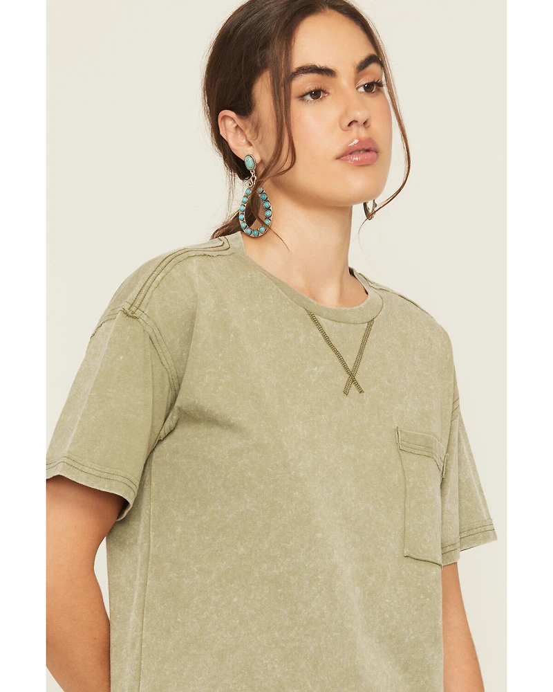 Cleo & Wolf Women's Boyfriend Short Sleeve Pocket Tee
