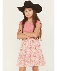 Sugar California Girls' Roses Sleeveless Ruffle Dress
