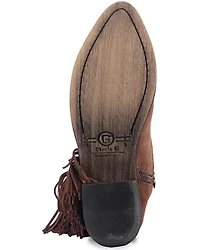 Circle G Women's Studded Suede Fringe Ankle Boots - Round Toe