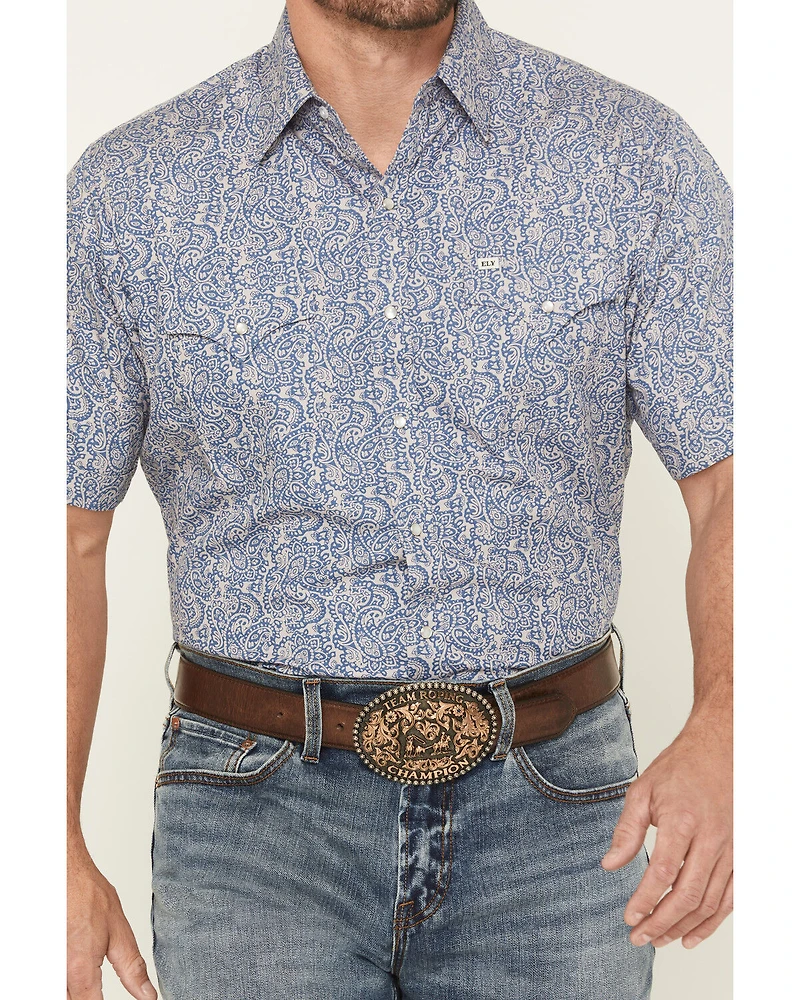Ely Walker Men's Paisley Print Short Sleeve Snap Western Shirt