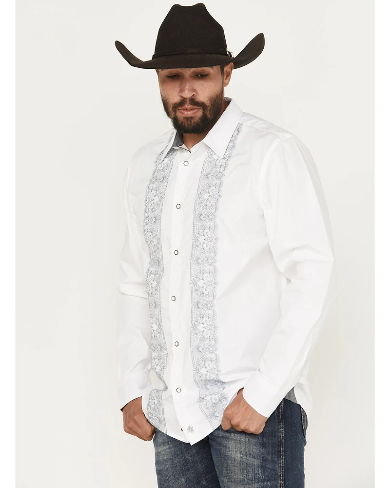 Moonshine Spirit Men's Heart Embroidered Long Sleeve Snap Western Shirt