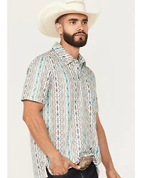 Panhandle Slim Men's Southwestern Striped Short Sleeve Pearl Snap Performance Polo