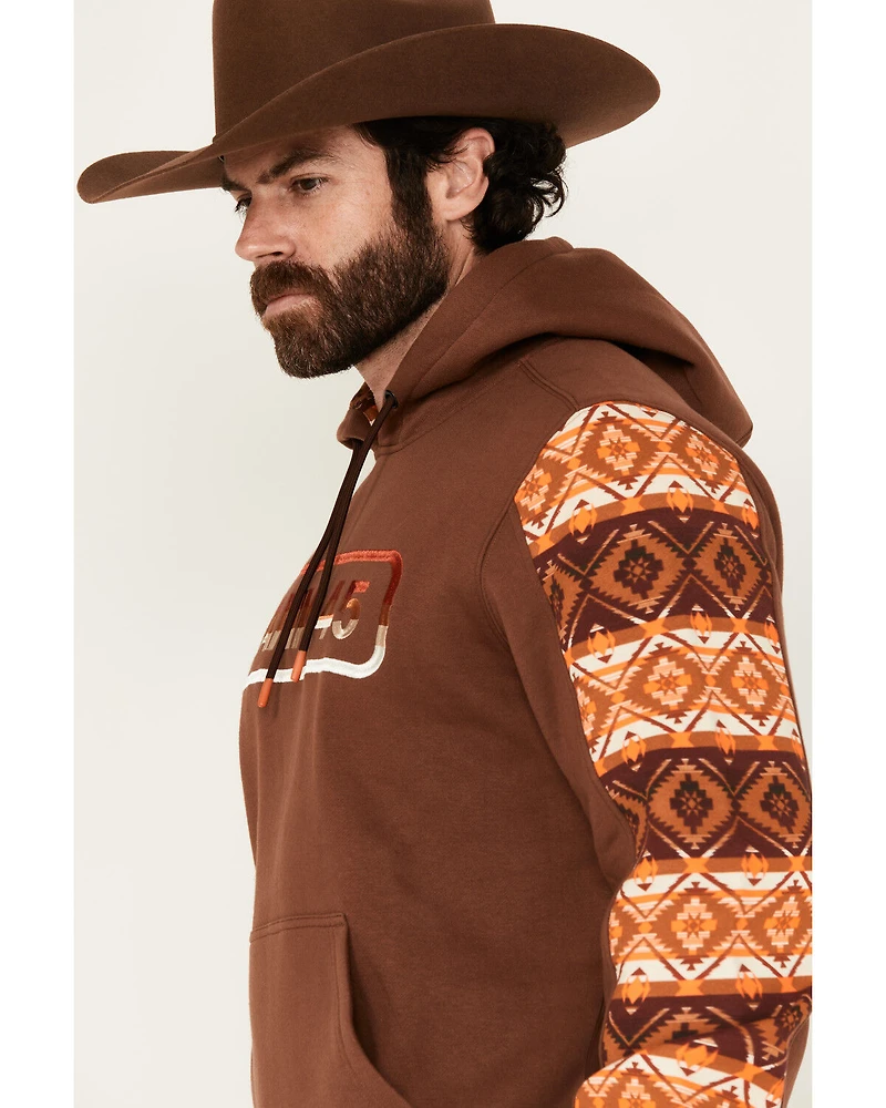 RANK 45® Men's Buckshot Southwestern Print Color Block Hooded Sweatshirt