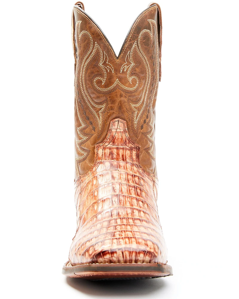 Dan Post Men's Tan Caiman Belly Western Boots - Broad Square Toe