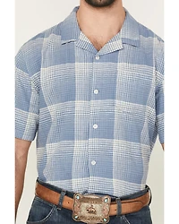 Pendleton Men's Camp Linen Plaid Print Short Sleeve Button-Down Western Shirt