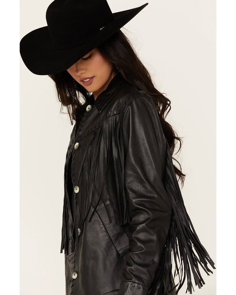 Idyllwind Women's Amburn Leather Fringe Shacket