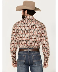 Rodeo Clothing Men's Southwestern Print Long Sleeve Snap Stretch Western Shirt