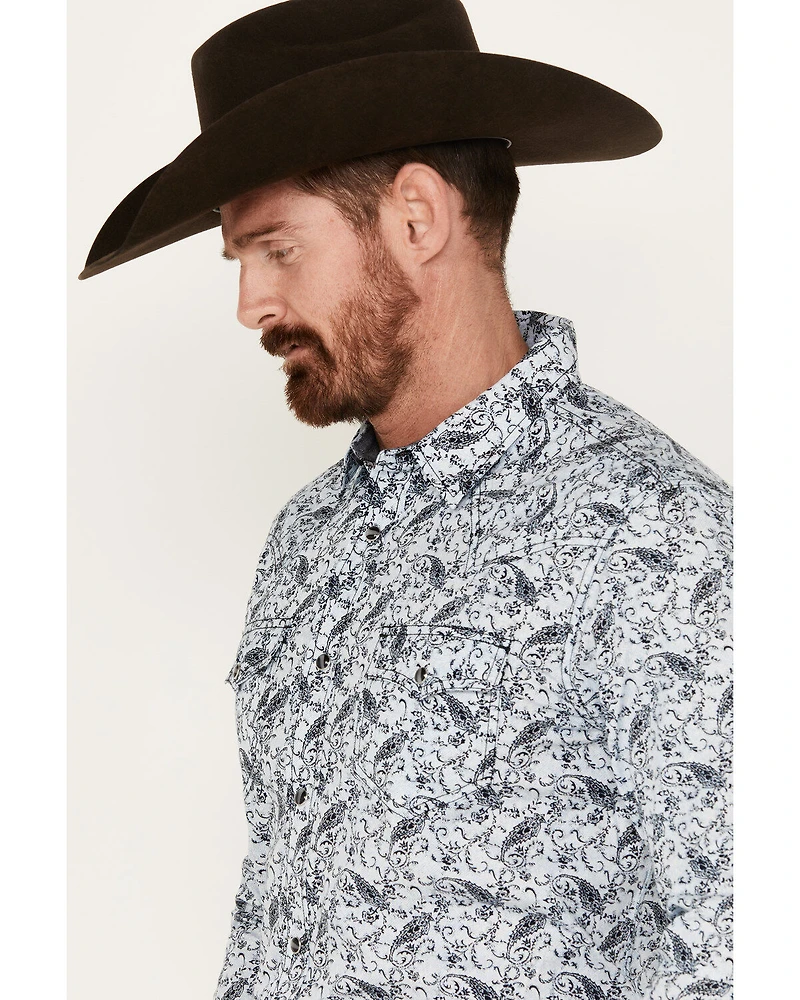 Cody James Men's Casa Blanca Paisley Print Long Sleeve Snap Western Shirt