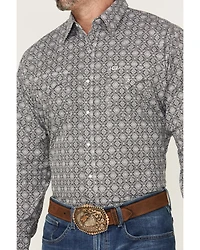Ely Walker Men's Medallion Print Long Sleeve Pearl Snap Western Shirt