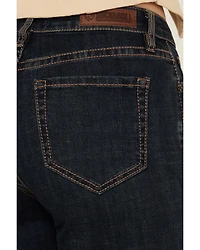 Rock & Roll Denim Women's Dark Wash High Rise Western Yoke Modest Bootcut Stretch Jeans
