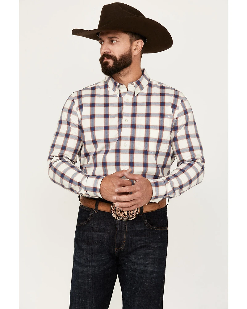 Cody James Men's Yeehaw Plaid Print Long Sleeve Button-Down Stretch Western Shirt - Tall