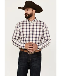 Cody James Men's Yeehaw Plaid Print Long Sleeve Button-Down Stretch Western Shirt - Tall