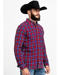 Levi's Men's Red Mondy Plaid Long Sleeve Western Flannel Shirt
