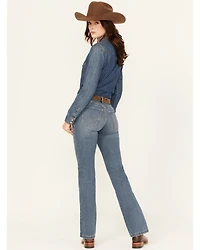 Wrangler Women's Ada Medium Wash Bespoke High Rise Bootcut Stretch Denim Jeans