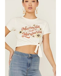 Shyanne Women's Mamacita Needs A Margarita Graphic Tie-Front Short Sleeve Tee
