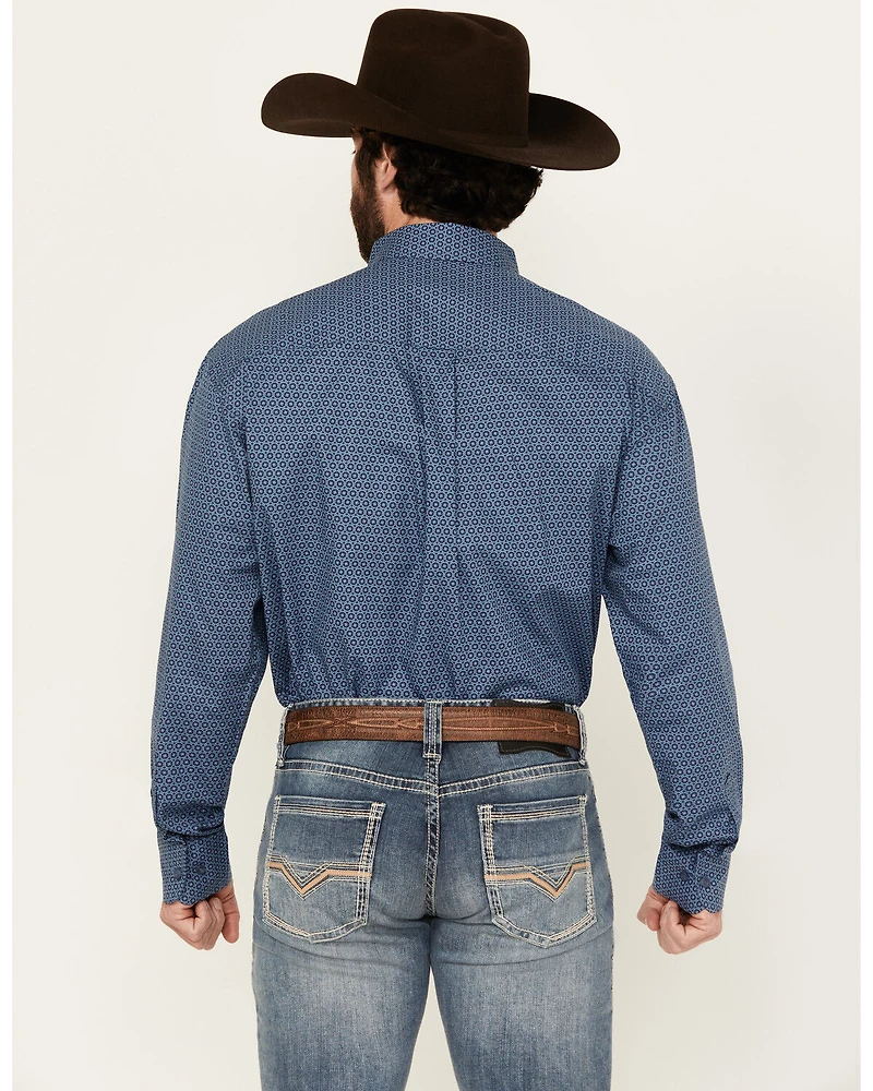George Strait by Wrangler Geo Print Long Sleeve Button-Down Stretch Western Shirt