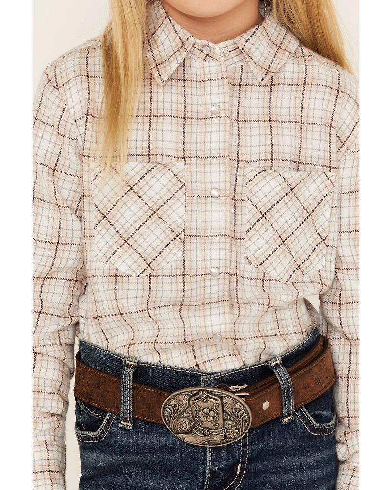 Shyanne Girls' Plaid Print Long Sleeve Snap Western Shirt