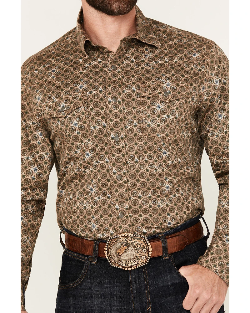 Wrangler Retro Men's Medallion Print Long Sleeve Snap Western Shirt