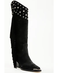Wonderwest Women's Gloria Embellished Fringe Tall Western Boots - Snip Toe