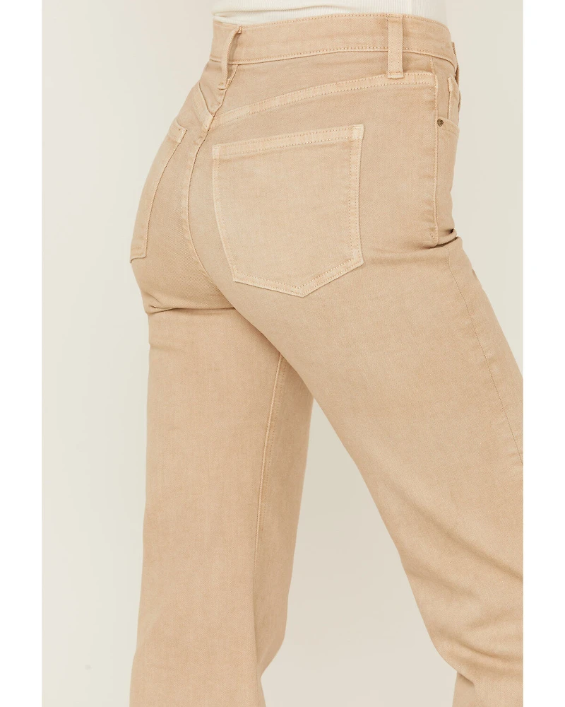 Sneak Peek Women's Natural High Rise Raw Hem Crop Jeans