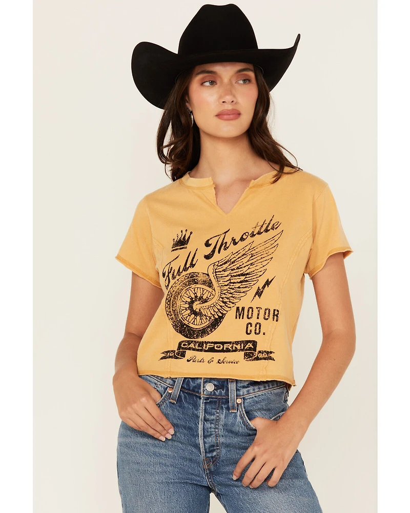 Cleo + Wolf Women's Baby Full Throttle Short Sleeve Cropped Graphic Tee