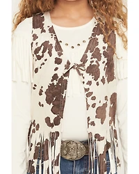 Shyanne Girls' Cora Cow Print Faux Suede Tie Vest
