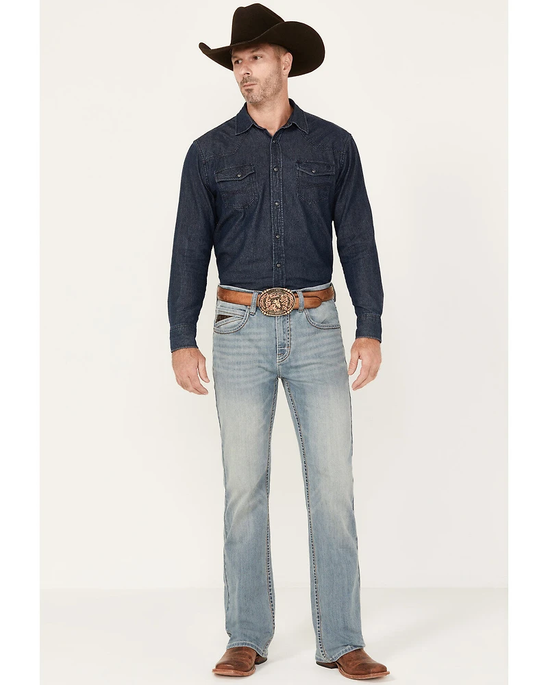 RANK 45® Men's Scoreline Wash Trigger Slim Bootcut 4-Way Performance Stretch Denim Jeans