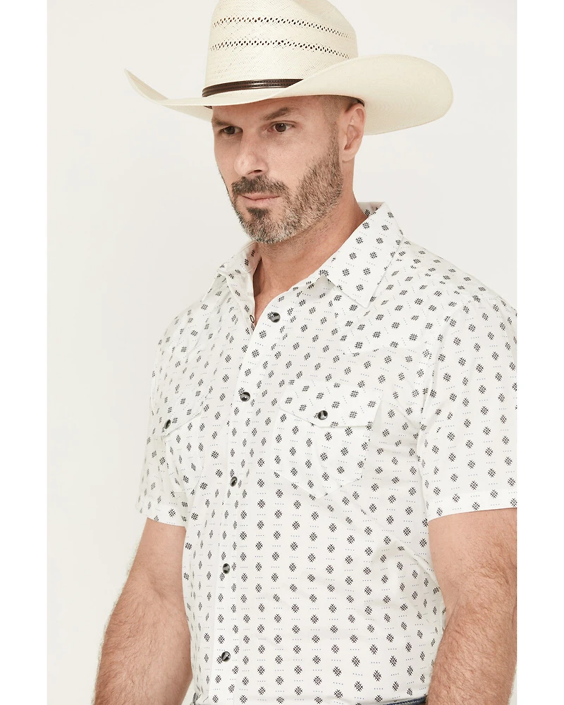 Gibson Trading Co Men's Sun Dial Geo Print Short Sleeve Snap Stretch Western Shirt