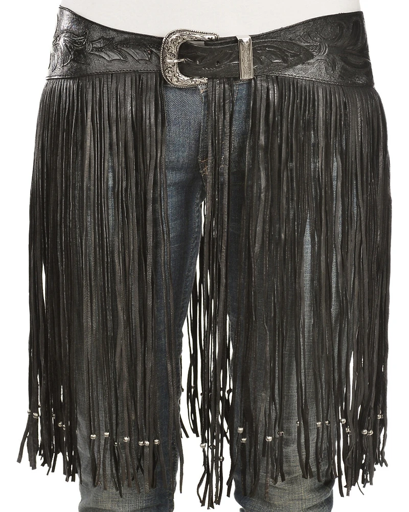 Kobler Leather Women's Hand-Tooled Fringe Belt