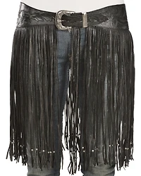 Kobler Leather Women's Hand-Tooled Fringe Belt