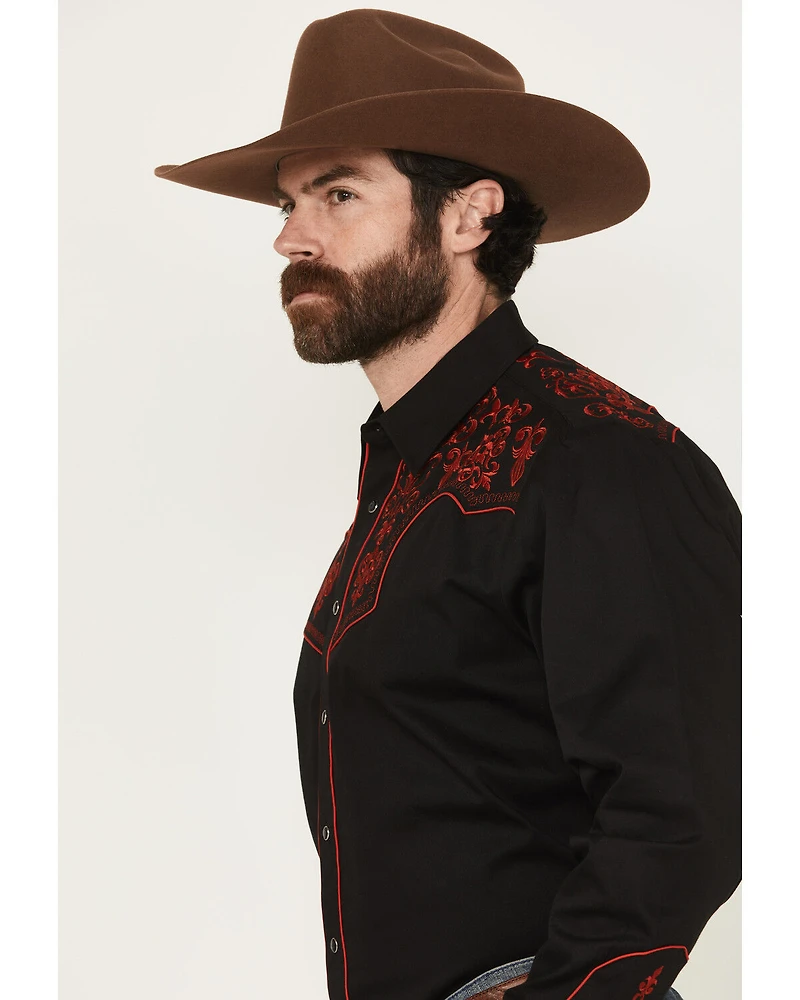 Rodeo Clothing Men's Embroidered Long Sleeve Snap Western Shirt