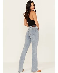 Rock & Roll Denim Women's Light Wash High Rise Rhinestone Studded Bootcut Stretch Jeans