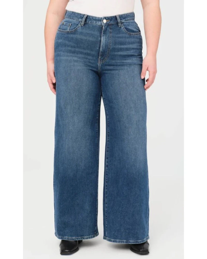 Warp + Weft Women's NCE Dark Wash High Rise Wide Leg Stretch Denim Jeans - Plus