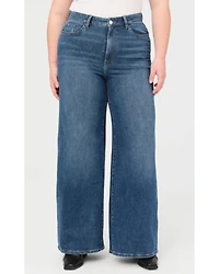 Warp + Weft Women's NCE Dark Wash High Rise Wide Leg Stretch Denim Jeans - Plus