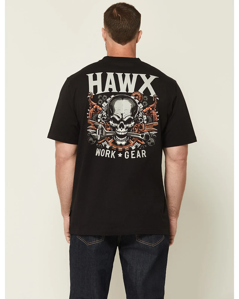 Hawk Men's Skull Short Sleeve Graphic Work T-Shirt