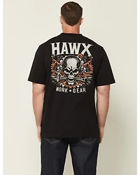 Hawk Men's Skull Short Sleeve Graphic Work T-Shirt