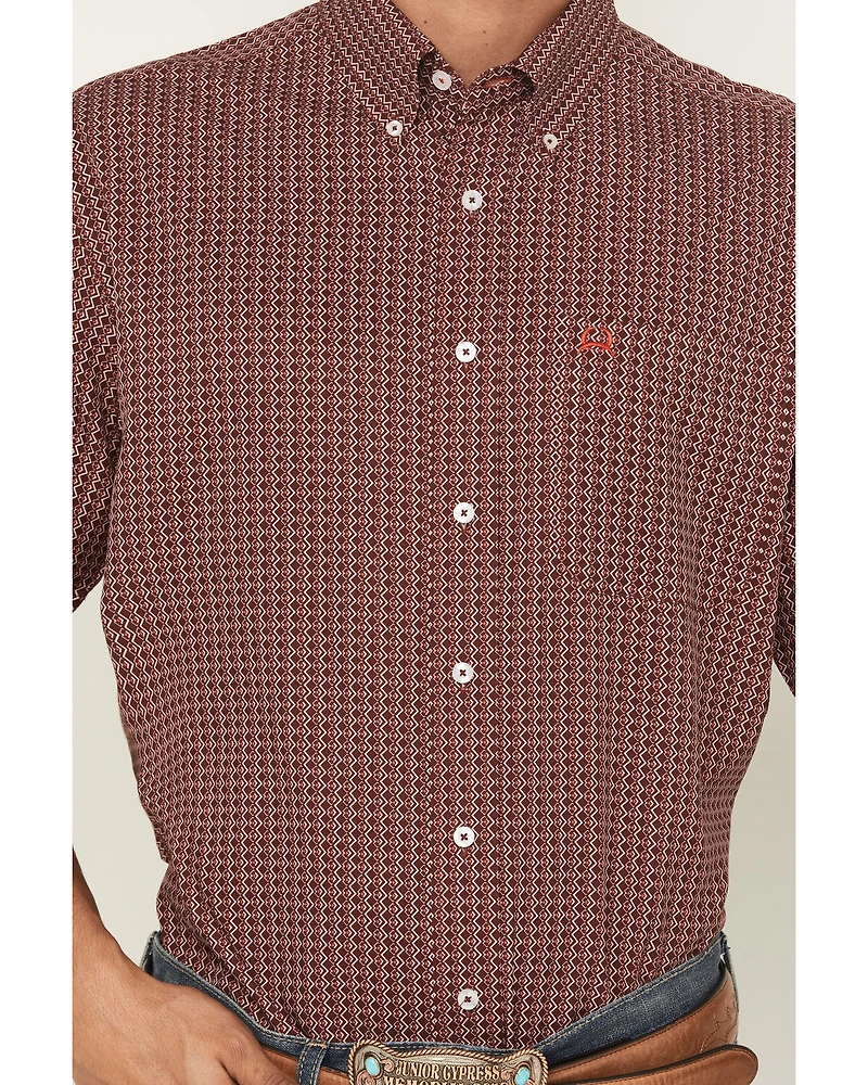 Cinch Men's Geo Print Short Sleeve Button-Down Performance Stretch Western Shirt