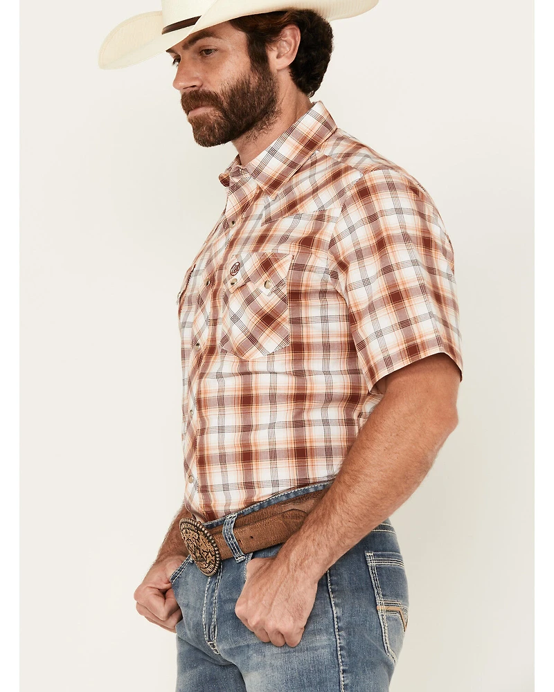 Wrangler Retro Men's Plaid Print Short Sleeve Snap Western Shirt