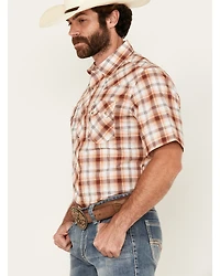 Wrangler Retro Men's Plaid Print Short Sleeve Snap Western Shirt